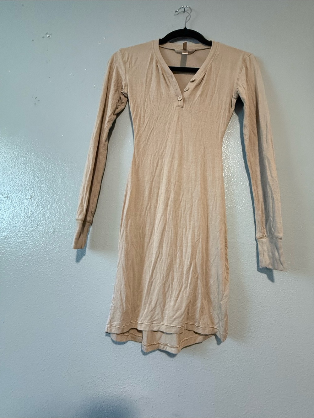 SKIMS Long Sleeve  Knit Dress in Beige SIZE XXS